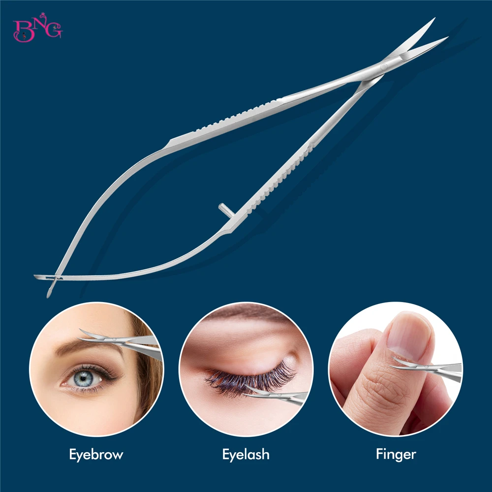 Eyeblogug-Ciseaux de Maquillage en Acier Inoxydable, Ciseaux Spéciaux de Pliage, Outil de miles, Coupe Droite et Incurvée