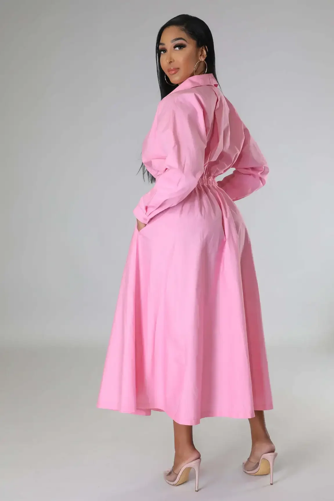 فستان قميص نسائي عصري موديل 2026 فضفاض بأكمام طويلة فستان طويل على الطراز الأوروبي والأمريكي لربيع الخريف #6