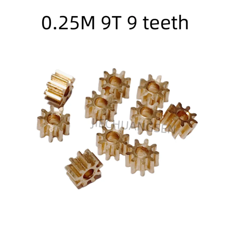 

0.25M 9T 9 Teeth Machinery Small Gear Metal Copper Hole 0.98mm For 1mm Tight Fit