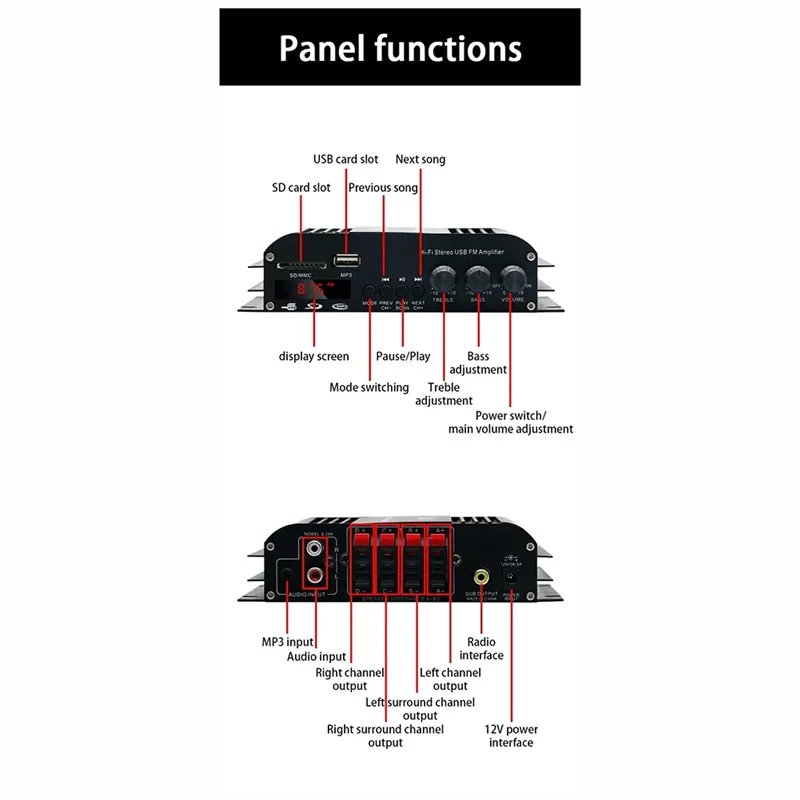 AA08-1 Uds S-269 4X400W 4.0CH Mini amplificador de potencia hogar coche amplificador inalámbrico enchufe de la UE