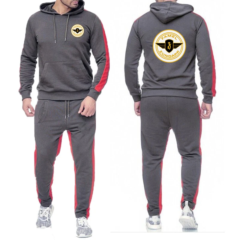 

Zundapp Motorcycle 2024 Men's New Spring and Autumn Printing Hoodie Sweatpant Sets Sport Run Comfortable Solid Color Suits