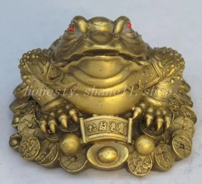 

Copper Statue china fengshui bronze copper Wealth money Golden Toad frog beast statue Collectible Old Handwork copper Silver Br