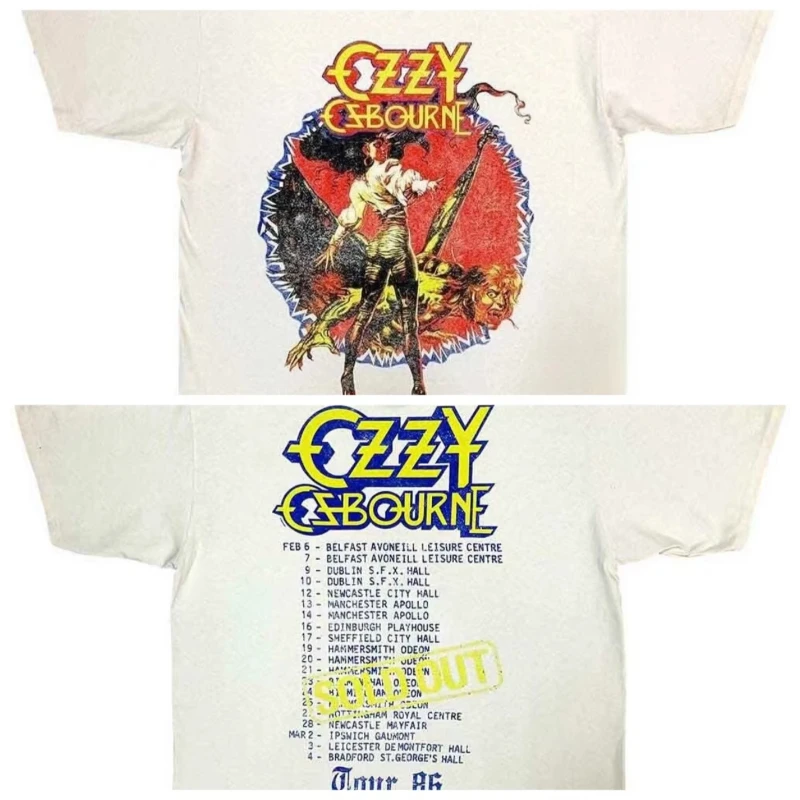 Camiseta Natural con estampado de verano Ozzy Osbourne The Ultimate Sin Tour para hombres y mujeres, camiseta de la serie Metal, Top de uso diario callejero