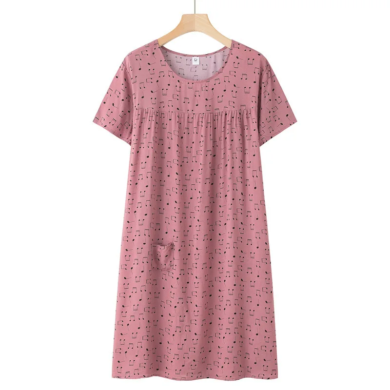 

Summer Women's Loose Dress, Short-Sleeve Nightgown for Middle-Aged and Elderly, Summer Thin Version, Mom's Loose Home Wear