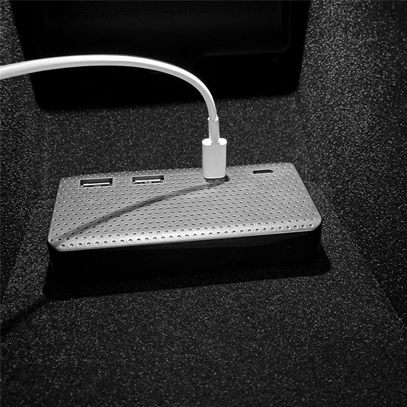 Divisor de extensión USB para coche Tesla Model 3 Y, estación de acoplamiento de carga tipo C, caja de reposabrazos central, accesorios Model 3