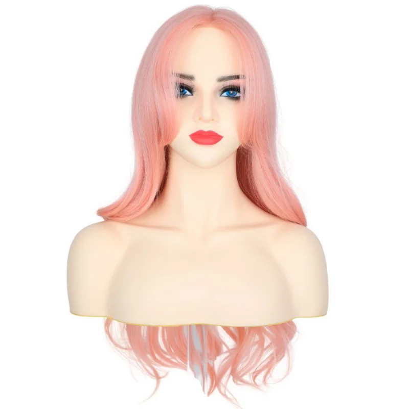 

Европейский и американский трансграничный прямой продажи, женский окрашенный фиолетово-красный длинный вьющийся синтетический парик с кружевной передней крышкой, реалистичный ха