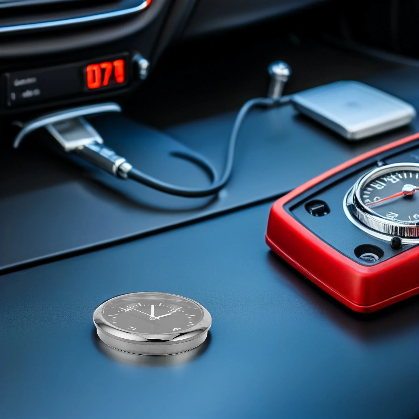 

Car Dashboard Electronic Clock 4cm Diameter Compact Stick on Quartz Auto Dashboard Clock for Car Truck Motorcycle Boat Handlebar