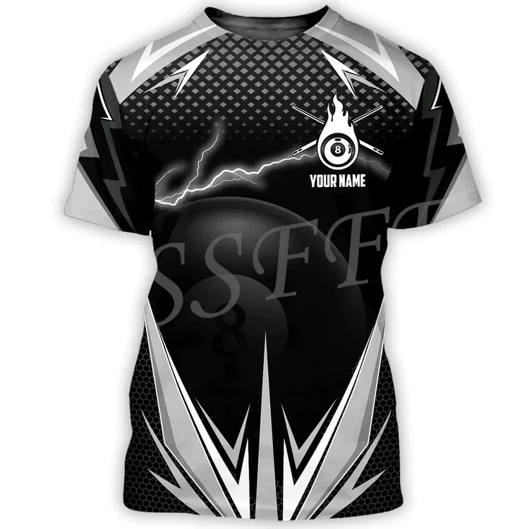 اسم مخصص الرياضة البلياردو لاعب الكرة الوشم ريترو الصيف Harajuku 3DPrint الشارع الشهير تي شيرت للجنسين س الرقبة قصيرة الأكمام F6 #5