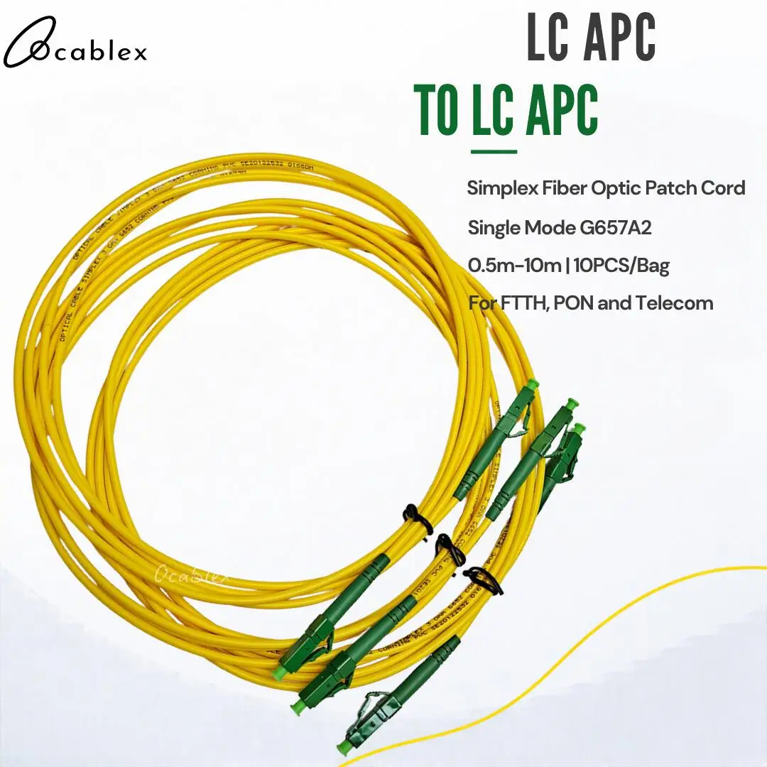 10PCS/50PCS G657A2 LC APC Simplex Single Mode Fiber Jumper Low Bend Sensitive Optical Patch Cord for XPON GPON CATV FTTH