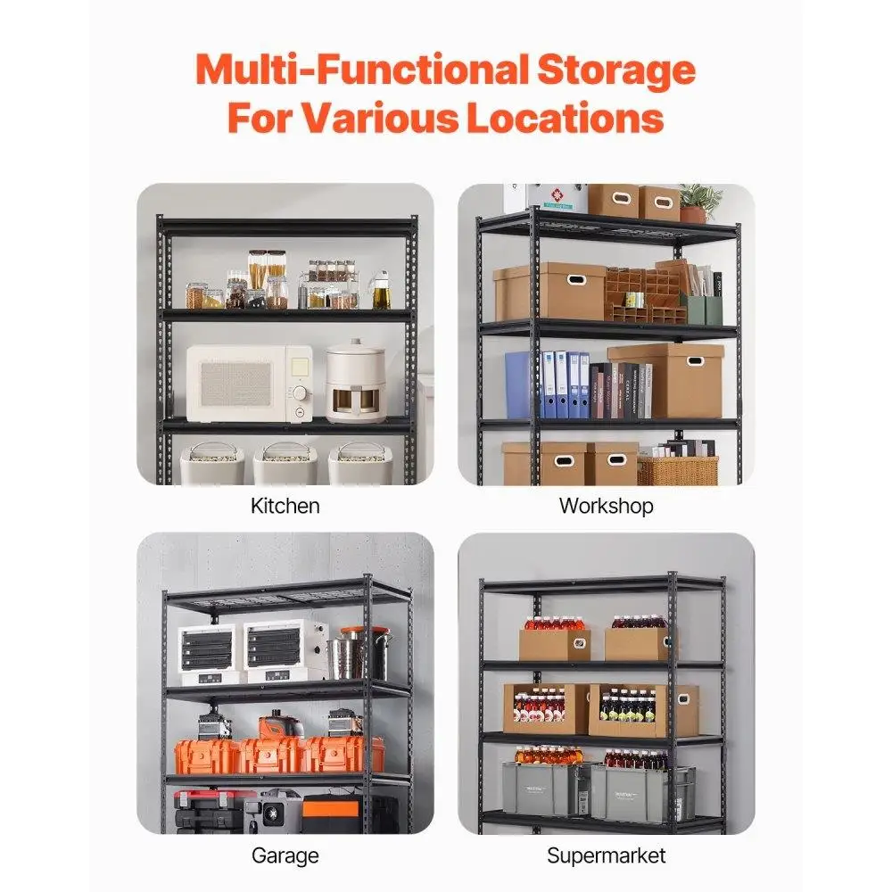 Scaffali portaoggetti regolabili e resistenti a 5 livelli per scaffalature da garage Capacità 3000 libbre Robusto organizer in metallo