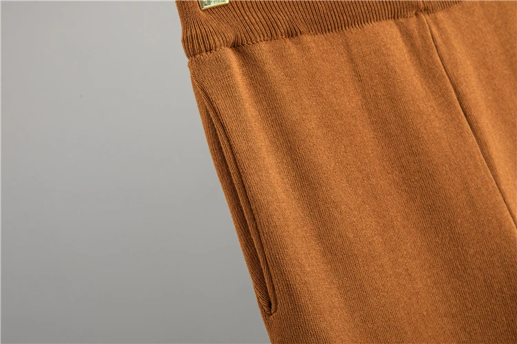 Damen Sommer Mode Kurzarm Rundhals Farbblock Strick-Set Locker Bequeme Weite Hose Zweiteiler – Detail 13