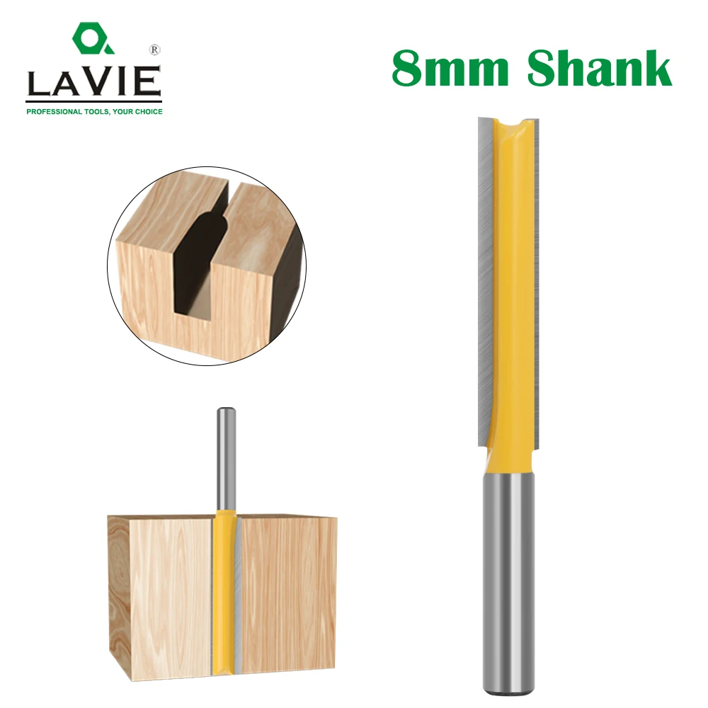 LAVIE 8mm Shank 50mm Long Straight Router Bit 3/8