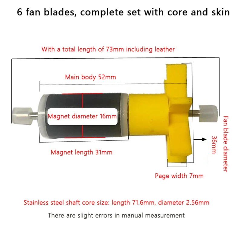 1Pc Aquarium Water Pump Yellow Replacement Filter Impeller Rotor Includes Shaft Bearing Pump Rotor Micro Aquarium Accessories