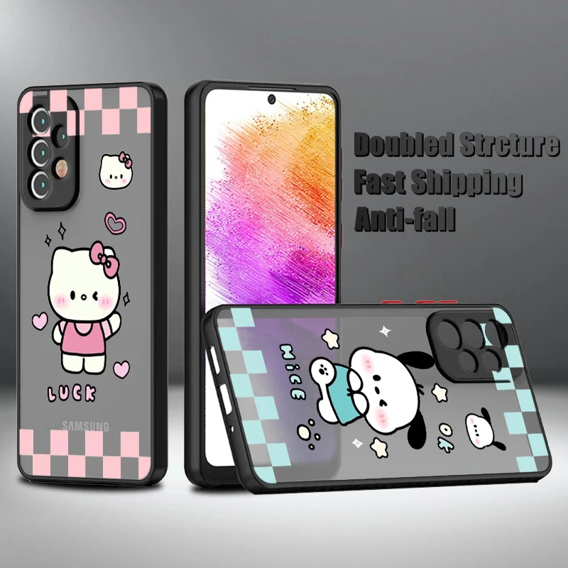 Hello Kitty Kuromi Pochacco For Samsung A73 A72 A54 A53 A52S A34 A32 A33 A24 A23 A22S A02 Lite Frosted Translucent Phone Case