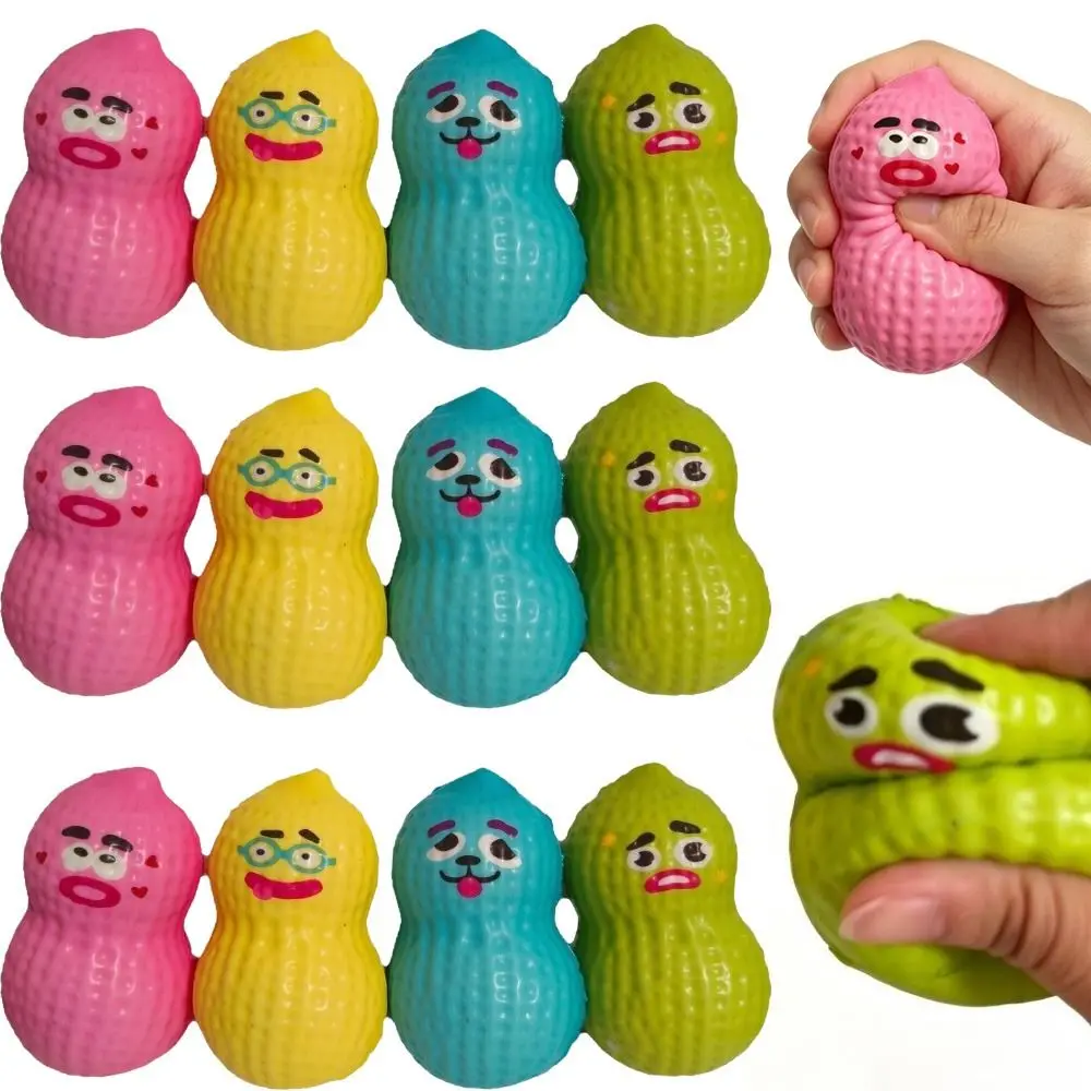Cute Expression Simulated Peanut Squishy Toy Slow Rebound Soft Decompression Toy Stress Relief Squeeze Fidget Toy