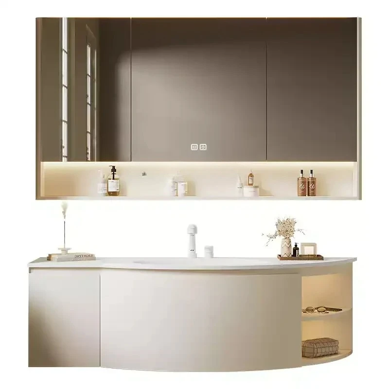 

Slate seamless ceramic integrated basin bathroom cabinet combination circular arc toilet washstand cabinet