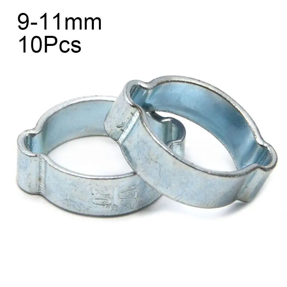 10Pcs Durable Double Ears Hose Clamp Assortment Kit Fixed Pipe Clip Worm Drive Zinc Plated Pipe Hoop Fuel Tube Water Pipe