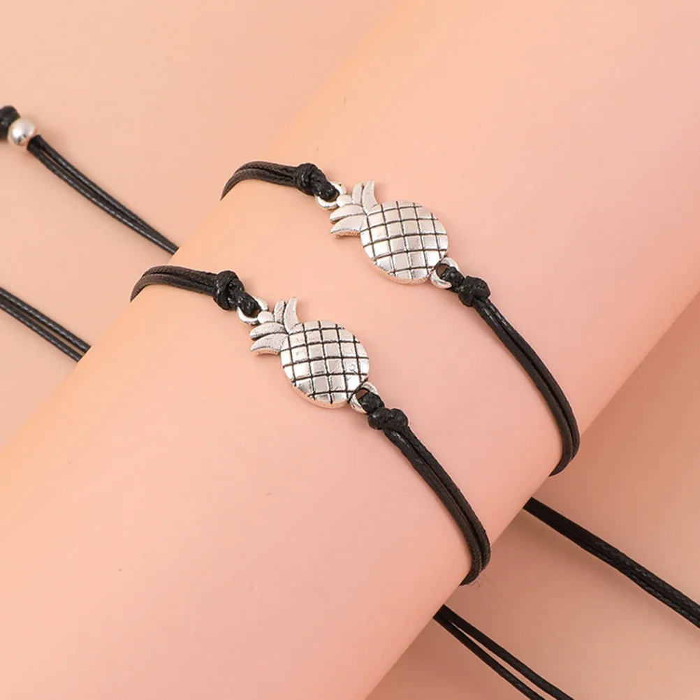 2pcs Pineapple Bracelet Graduation Theme Decorative Adjustable Alloy Wrist Chain Wristband Long Lasting Not Fade Suitable