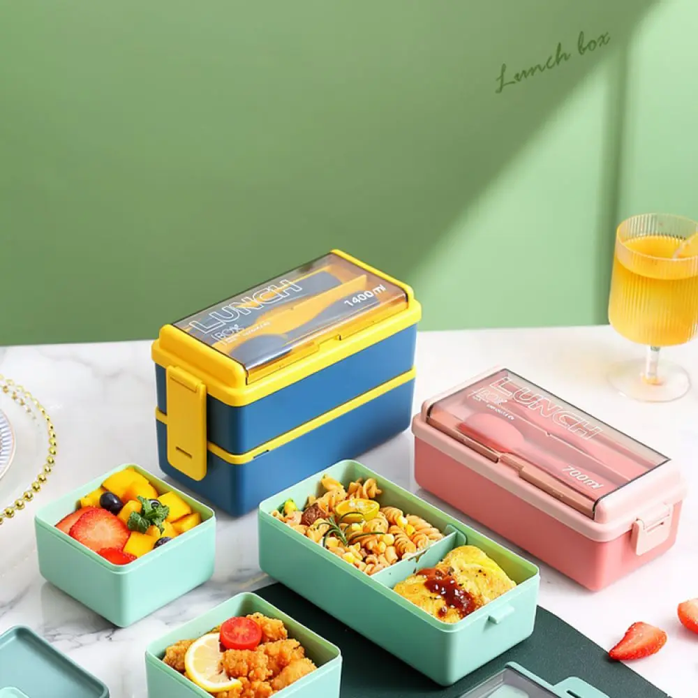 Portable Divided Bento Container Japanese Style Microwave Safe Food Storage Box Leakproof Lunch Case For Outdoor Camping