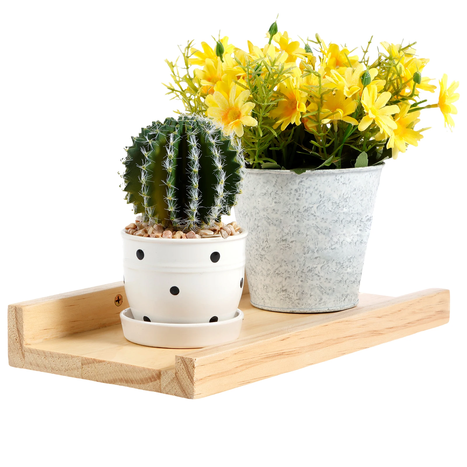 

12inch Floating Shelf Pine Wood Wall Mounted Decort Flower Pot Holder Multifunctional Book Shelf for Bedroom Living Room Hallway