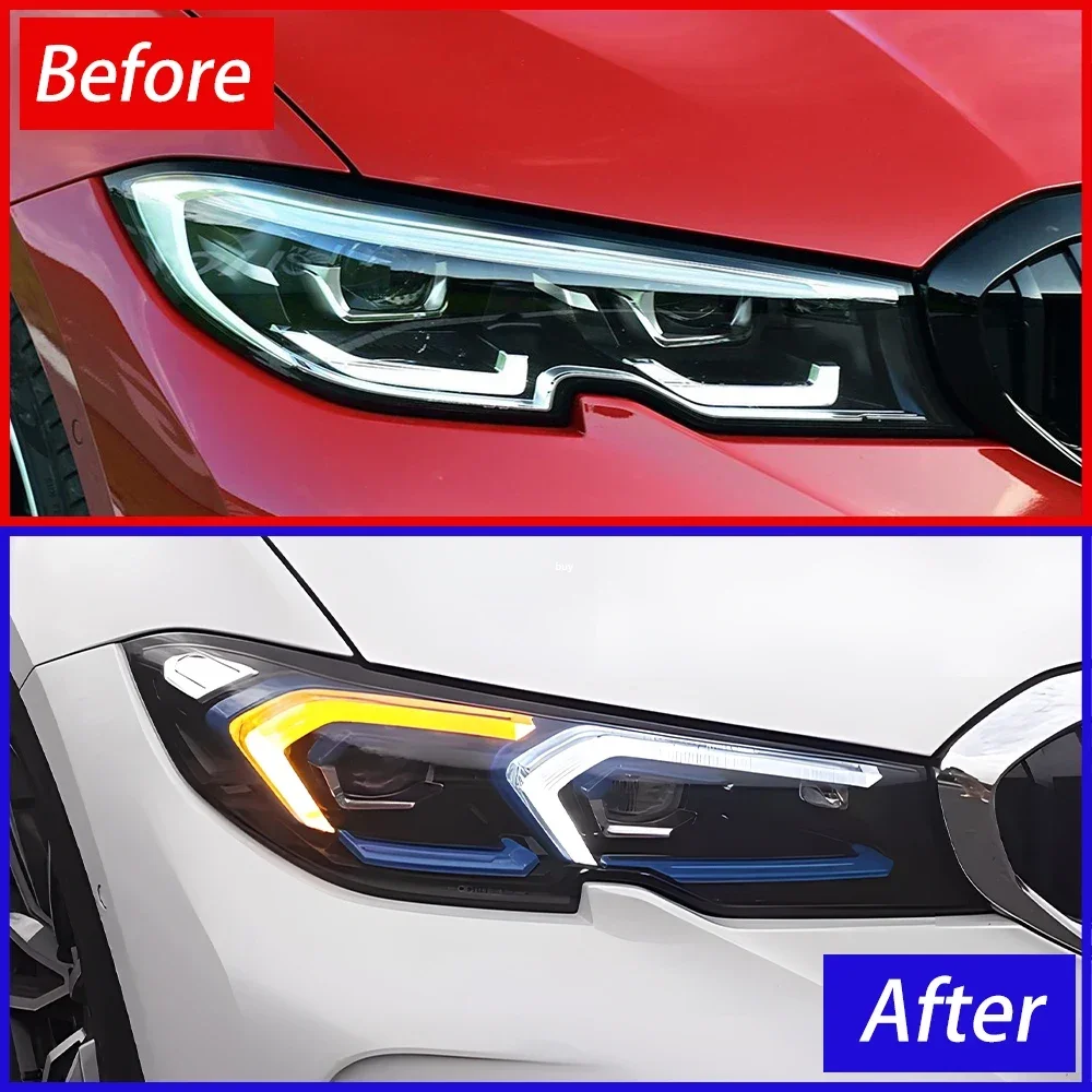 لسيارات BMW 3 Series G20 320i 325i 330i 2020-2022 LED مجموعة المصابيح الأمامية للسيارة ترقية نمط جديد ملحقات عدسة العرض الديناميكي