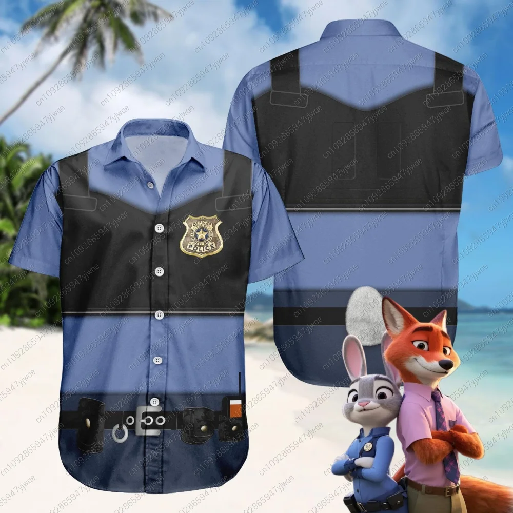 

26 мужских и женских рубашек с коротким рукавом для косплея по мотивам «Зоотопии»: Джуди, Ник, Флэш, Шеф Бого. Гавайские рубашки для взрослых.