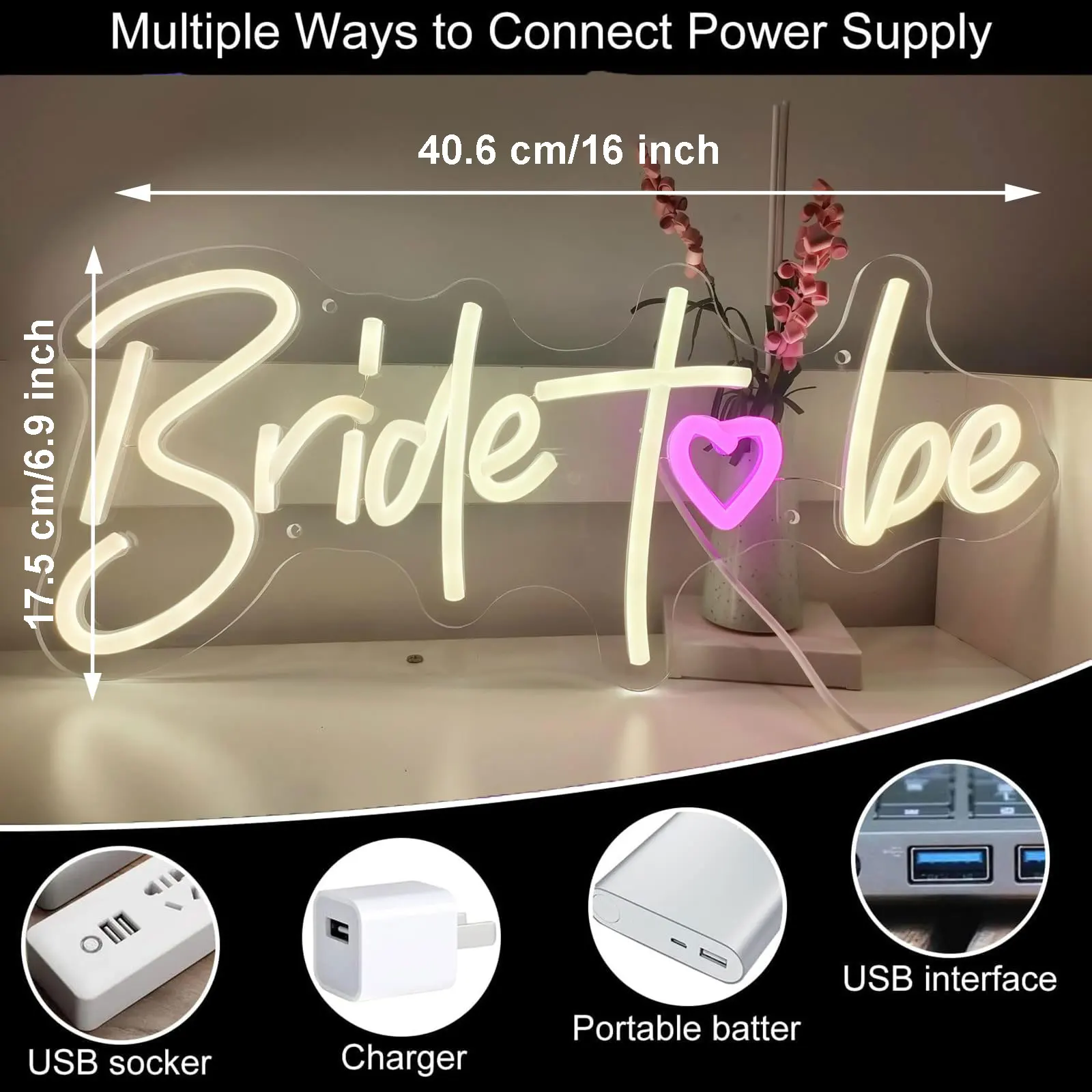 Bride To Be Neon Sign for Wall Decor LED Neon Light Sign Dimmable for Engagement Party Wedding Party Dating Bedroom Decor Gifts