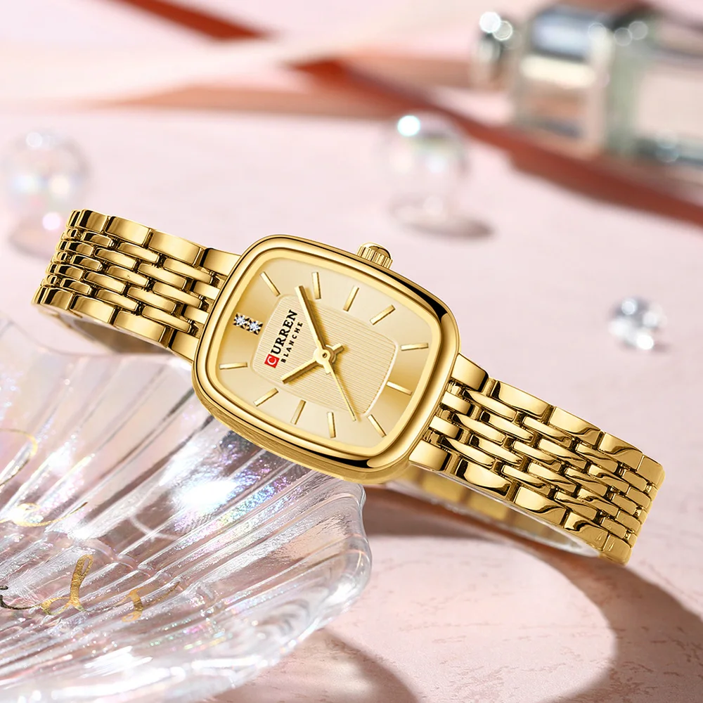 CURREN 9093 Fashion Rectangular Exquisite Women's Quartz Watch New Waterproof Stainless Steel Strap Charm Watches for Woman