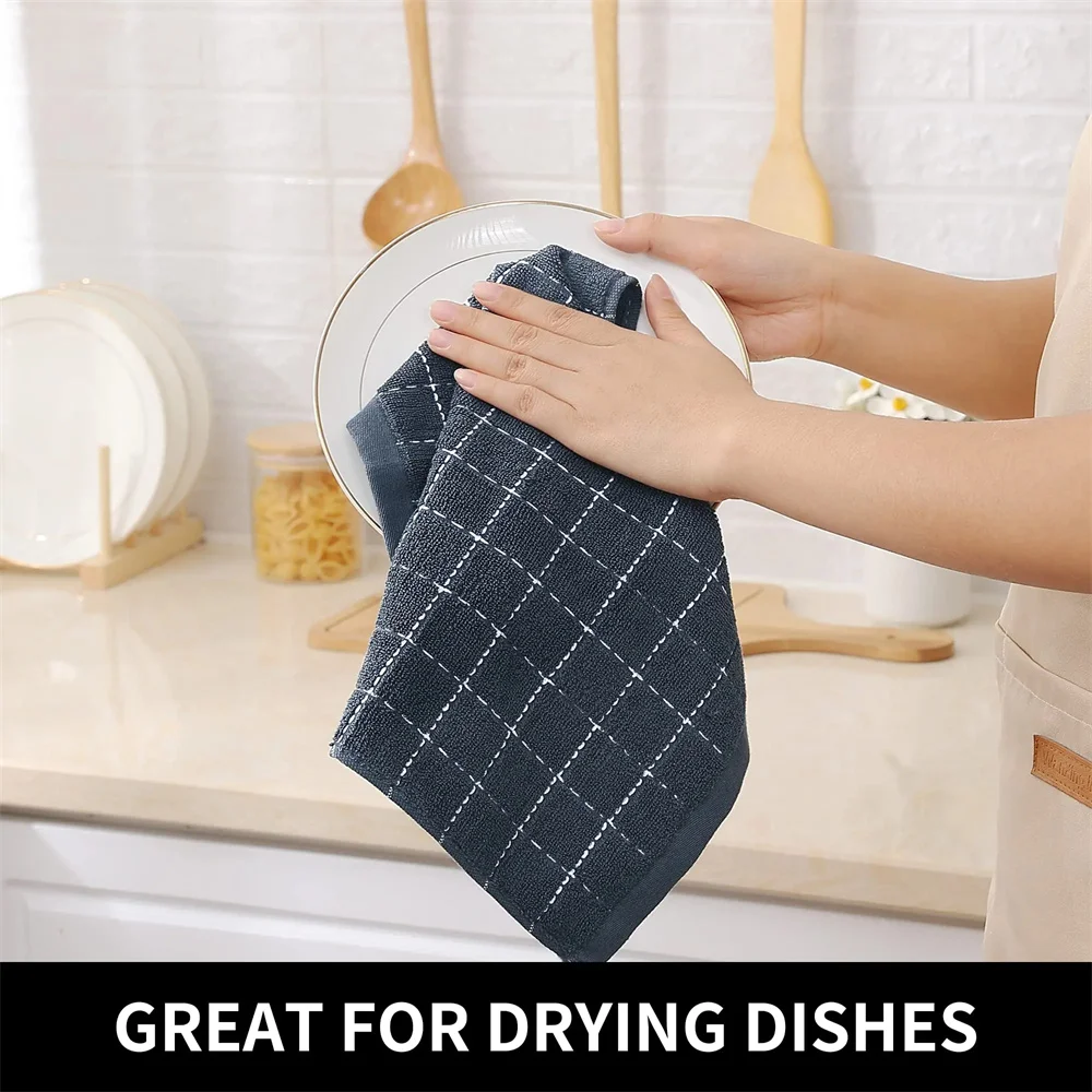 Kitinjoy 4/6pcs 100% Cottton Kitchen Towel Absorbent Dishcloth Ultra Soft Kitchen Cloths Drying Hand Towels Home Cleaning Tools