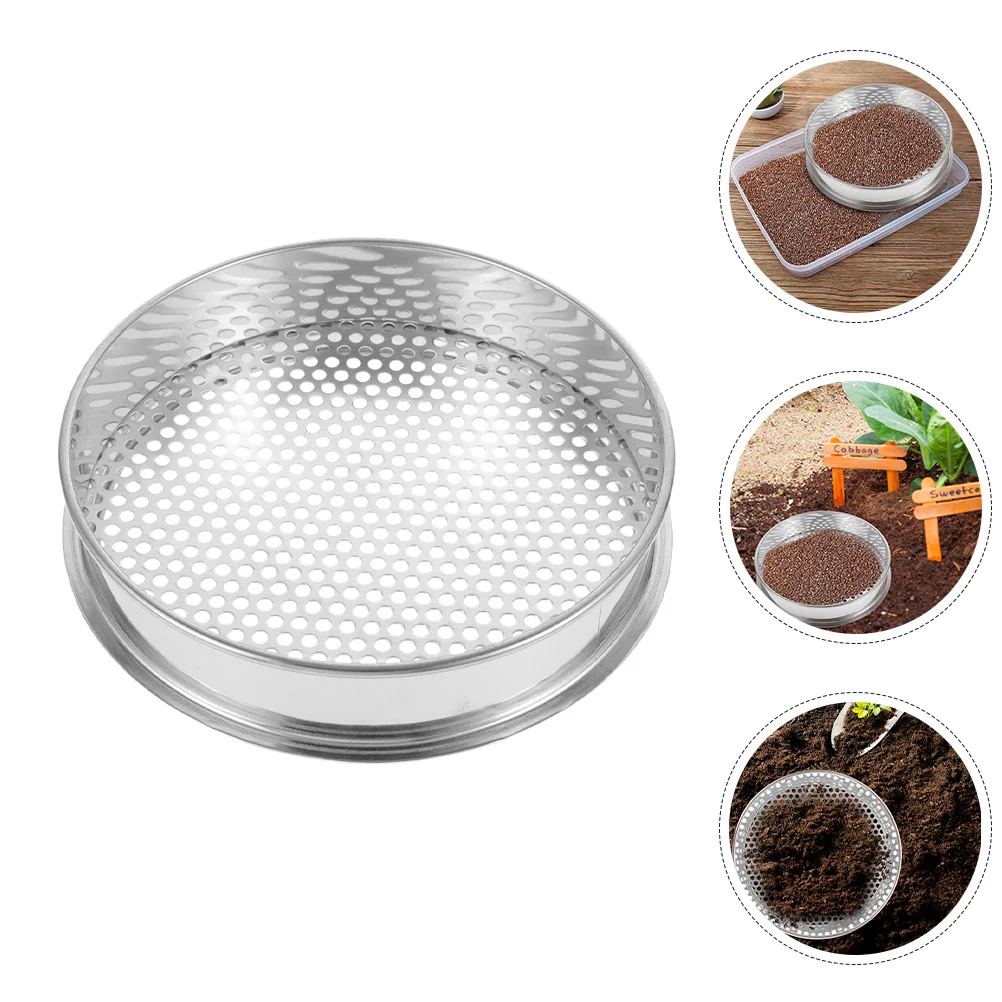 

Compact 4mm Round Holes Stainless Steel Soil Sifter Versatile Use for Outdoor Gardens Sifting Pan Soil Sifter for Gardening