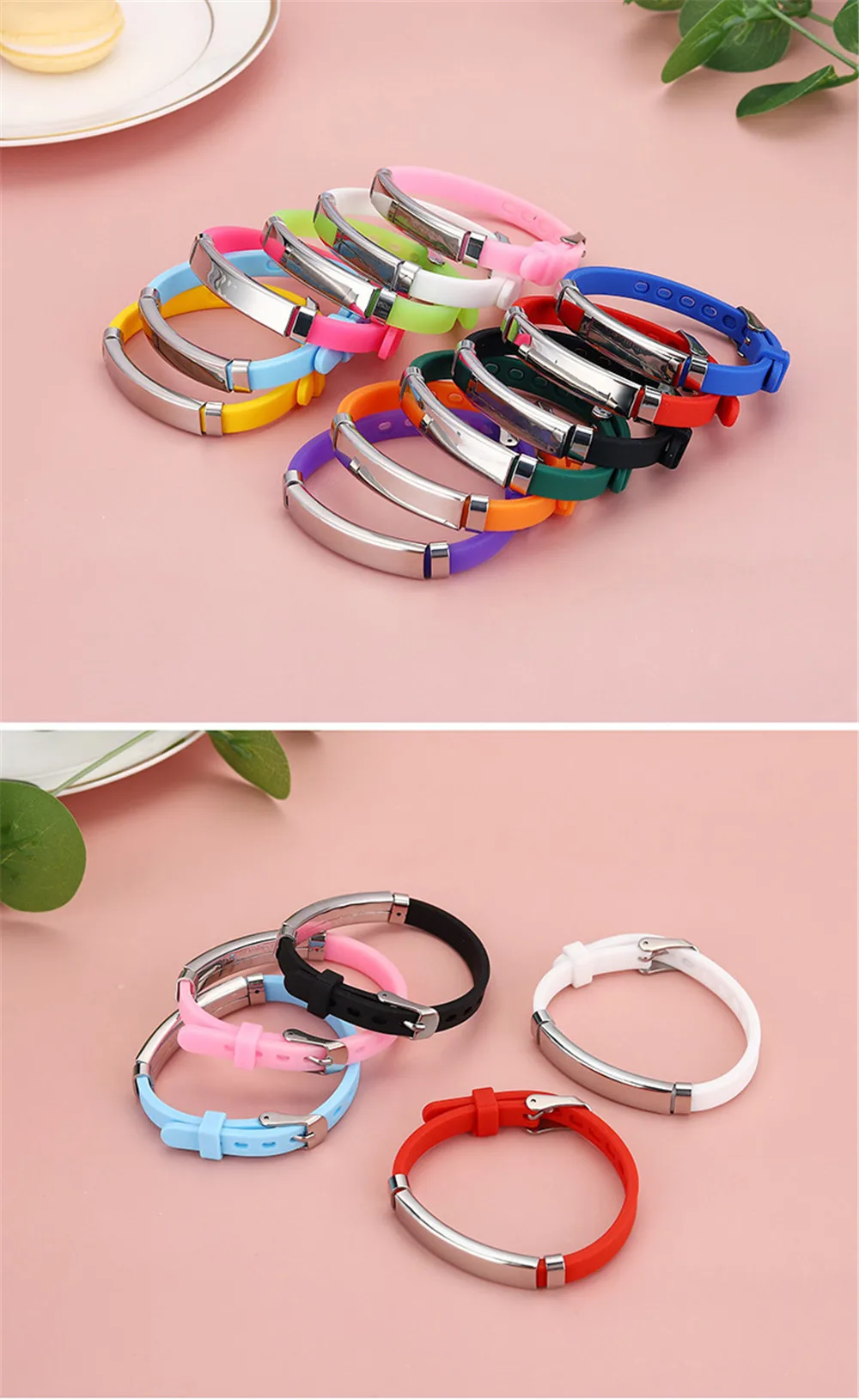 Personalized ID Bracelet Kids Children Adjustable Soft Silicone Stainless Steel Pendant Emergency Name Phone Custom Bracelets