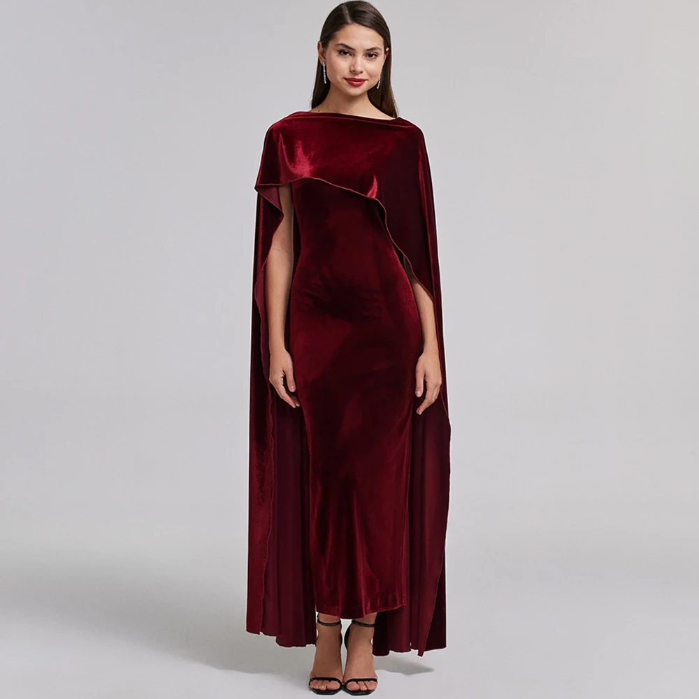 

Soft Burgundy Velvet Customized Evening Dress Mermaid Sleeveless Homecoming Dresses Ankle Length Zipper Back Celebrity Gowns