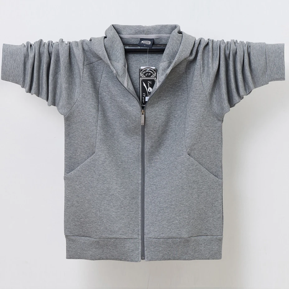 

6XL Plus Size Zipper Hoodie Men Fashion Casual Solid Color Hoodie Jacket Spring Autumn Hoodies Male Big Size 6XL