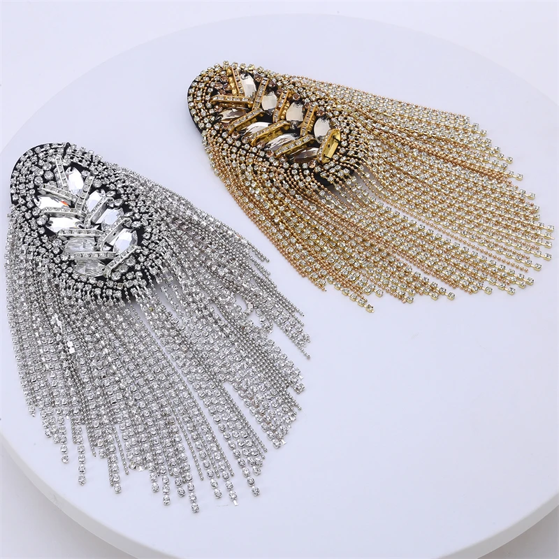 

Tassel Epaulet Rhinestone Shoulder Board Costume Shoulder Badge Decor Shoulder Mark Fringe Epaulet Badge 2024 New Fashion