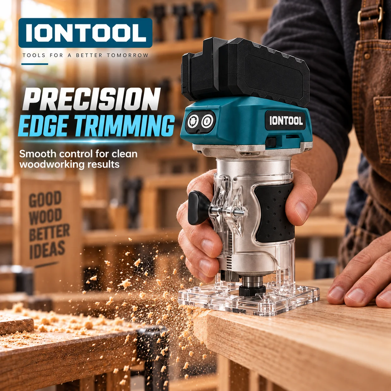 IONTOOL Portable Cordless Trim Router 780W For Picture Frame Making Edge Rounding Slot Cutting DIY Hobby Woodworking Device