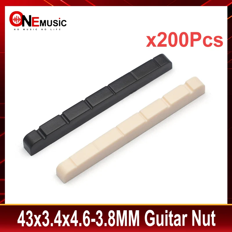 200Pcs 43MM Nut for Electric Guitar R400 ABS Nut 43x3.4x4.6-3.8MM Guitar Parts DIY Parts Black Ivory