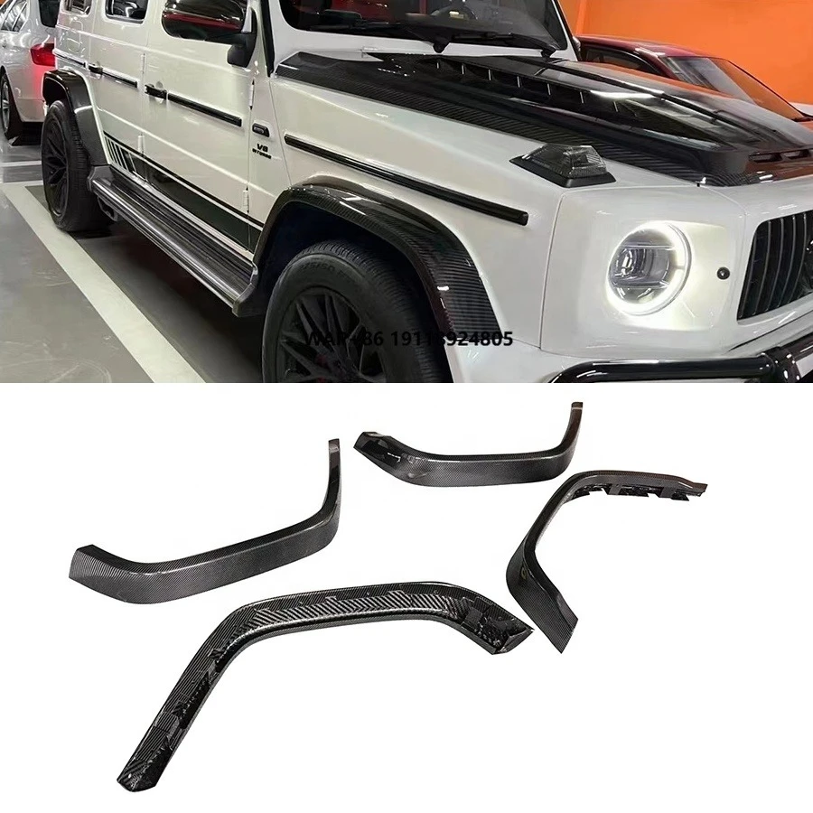 

Dry Carbon Fiber G-Class W464 W463 G900 2019+ Shark Style Front Fenders Flares Rear Wheel Arches Eyebrows Wide Bodykit