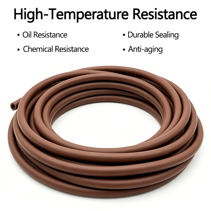 Temperature Resistance FKM Hose Brown ID 2mm~14mm Corrosion & Oil Resistant Flexible Pipe for Chemical Industry Equipment