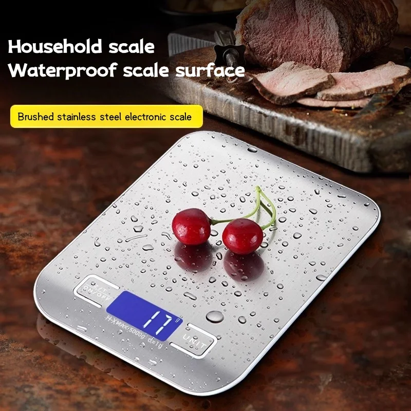Báscula de cocina digital de acero inoxidable de 10/5Kg, balanza Postal para dieta de alimentos, balanza electrónica LCD de medición (sin batería)