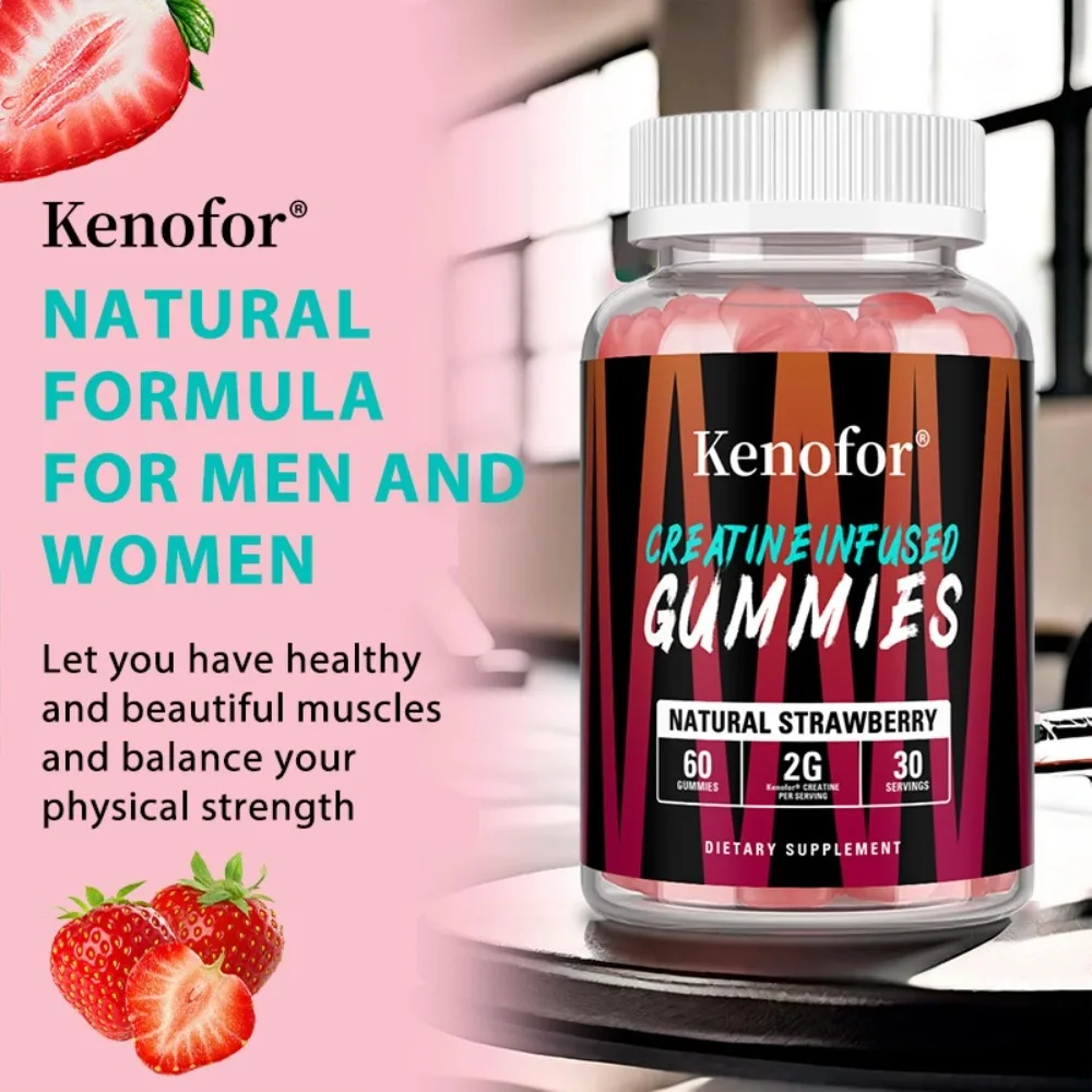 Creatine Gummies - 2g Creatine Per Serving, Natural Strawberry Flavor, Muscle Performance Support
