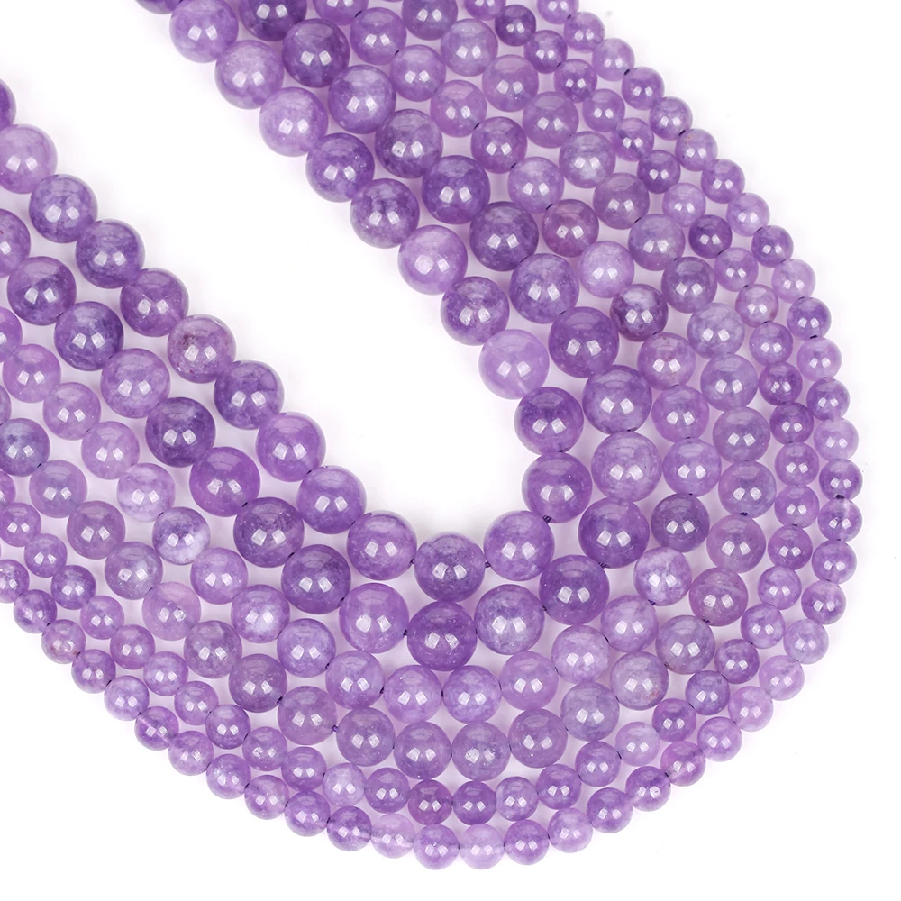 Natursteinperlen, 6–10 mm, Amethyst, Chalcedon, runde, lose Abstandsperlen für die Schmuckherstellung, DIY-Armbänder, Ohrringe, Zubehör