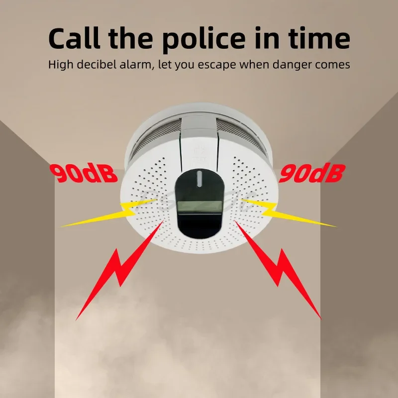 ディスプレイ付き 2-in-1 CO & 煙探知機 - 家庭用ガス漏れ警報器