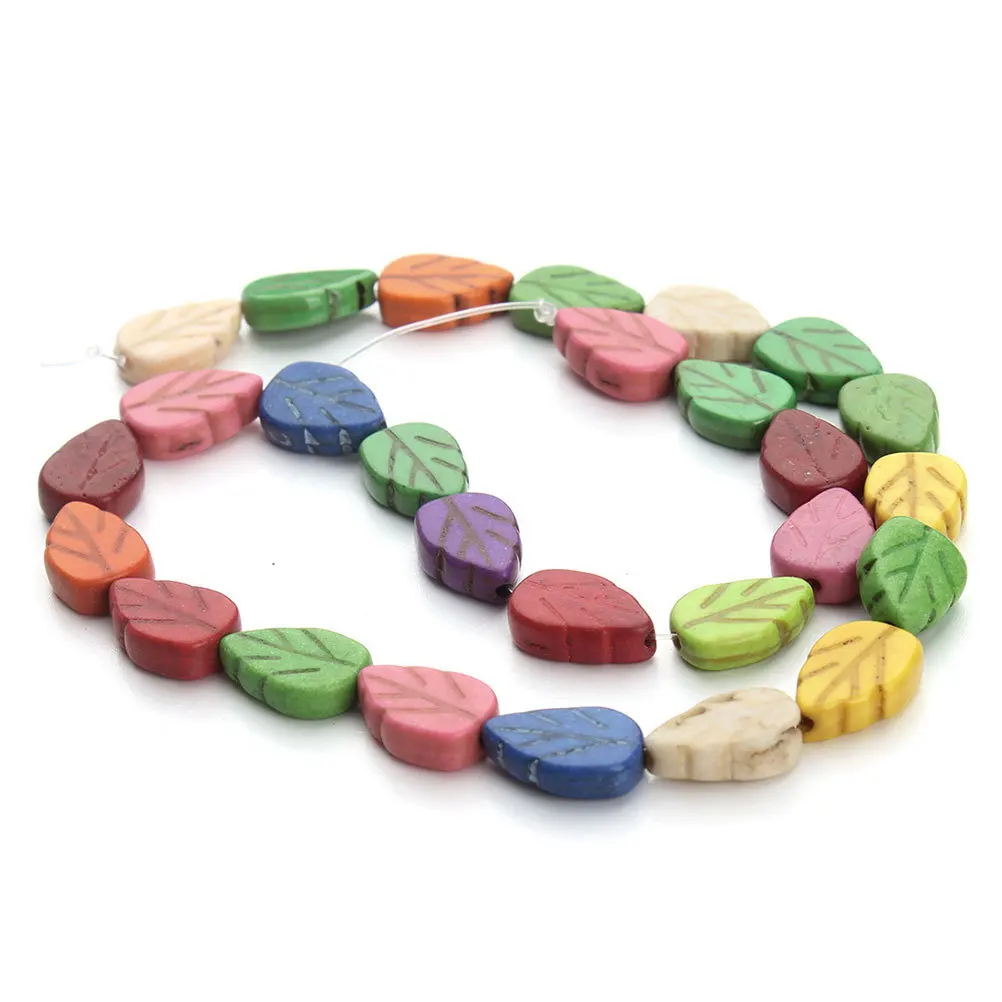 

27Pcs Mixed Color Agate Leaf Shape Stone Beads Mini Hole Design for DIY Jewelry Making Craft Beads Bracelet Necklace Accessories