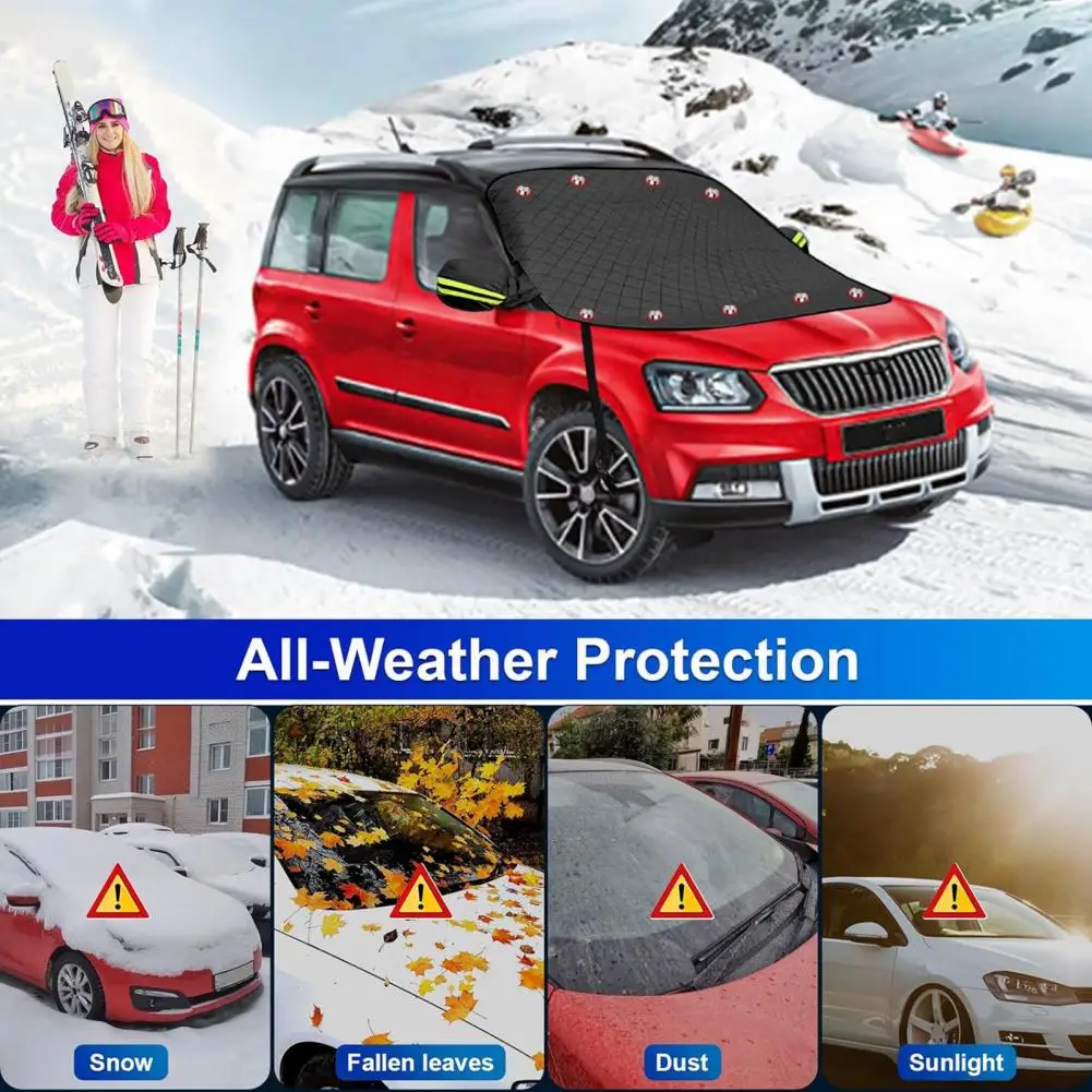 Magnetic Large Size Snow Cover 9 Magnet Adsorption Windproof for SUV/MPV Windshield Sun Shade Cover Anti Frost Sun Protection