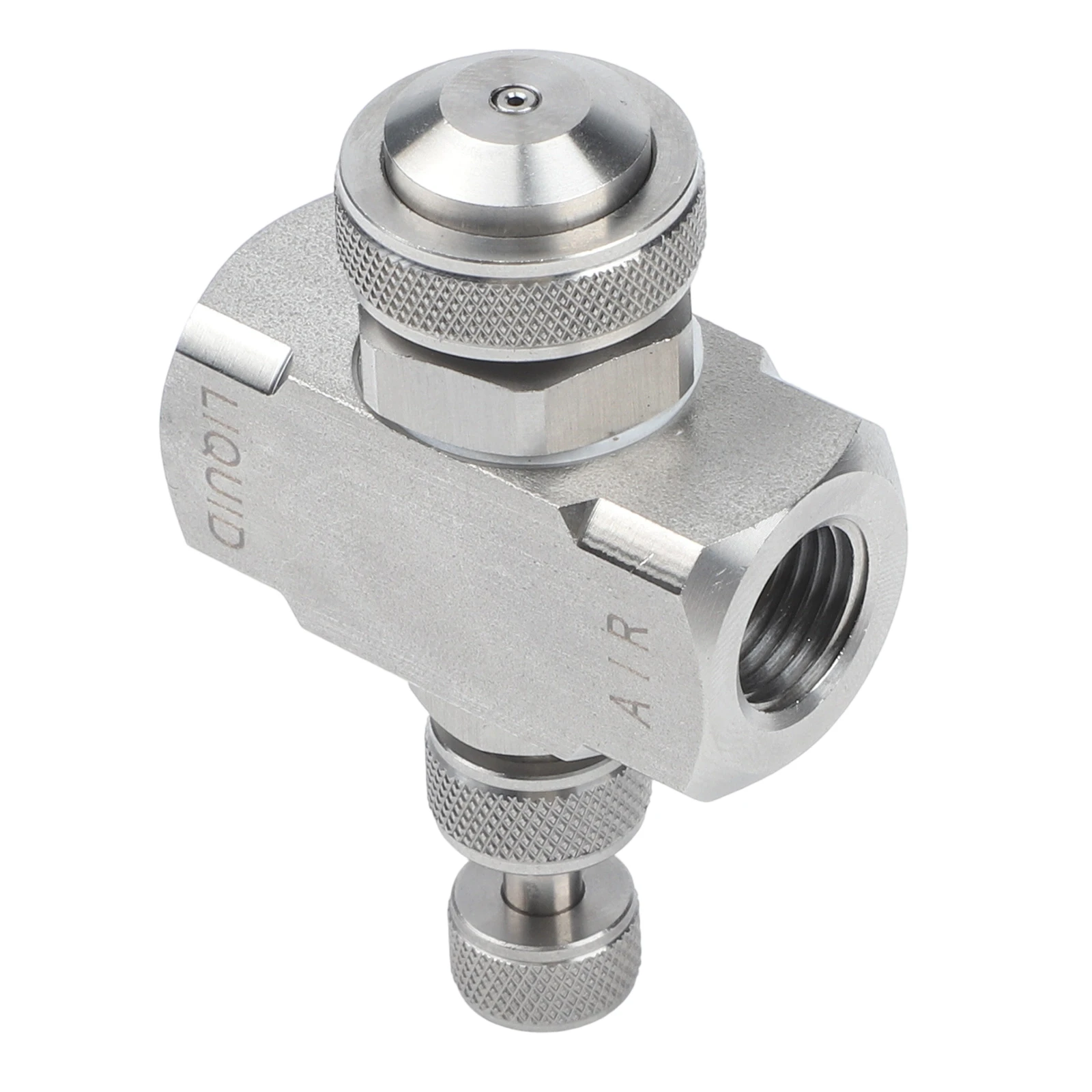 304 Stainless Steel Air Atomizing Nozzle for Low Pressure Misting Applications Cone Shape Spray Tip with Adjustable Back Needle