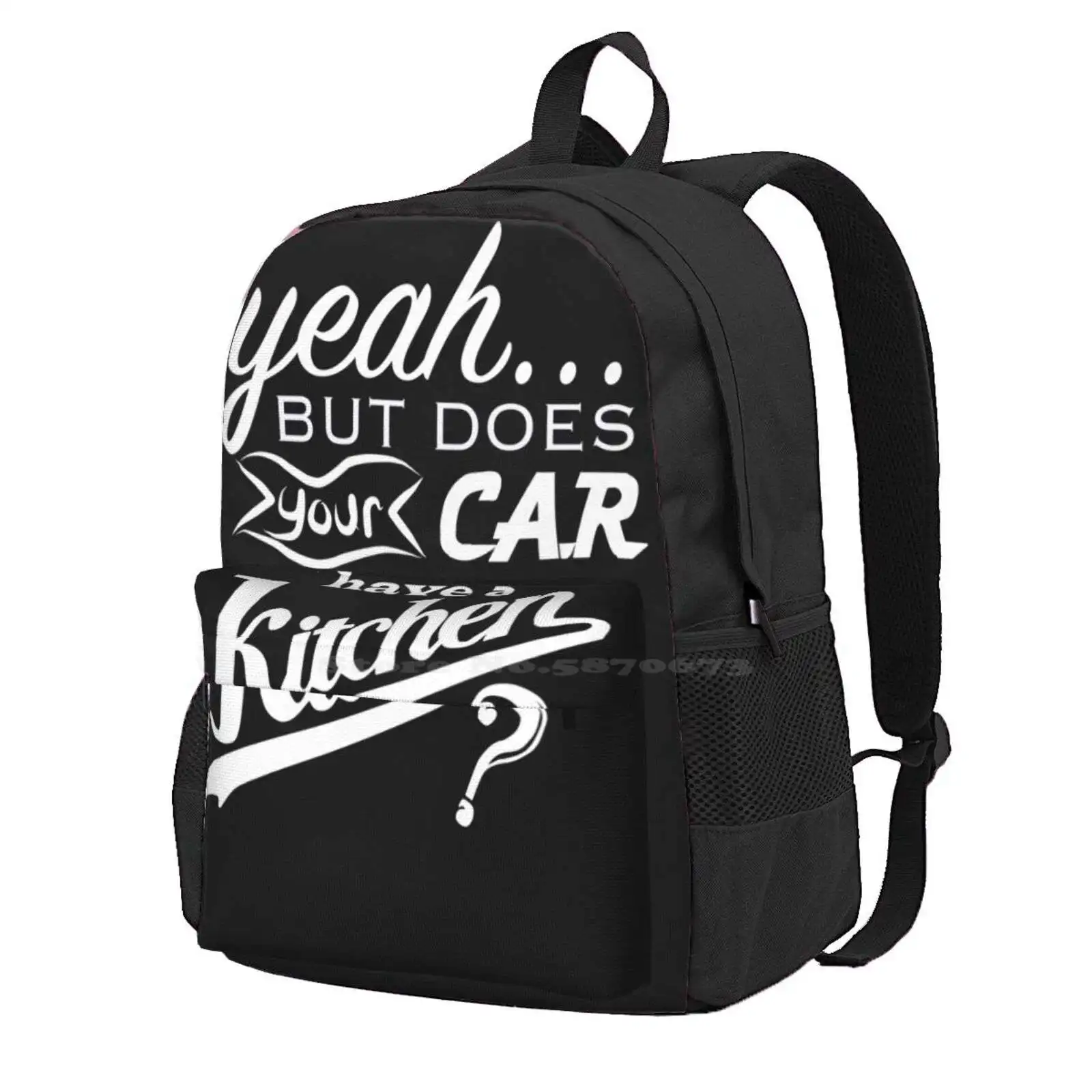 Yeah... But Does Your Car Have A Kitchen? Hot Sale Schoolbag Backpack Fashion Bags Vanlife Van Campsite Motorhome A Bus And