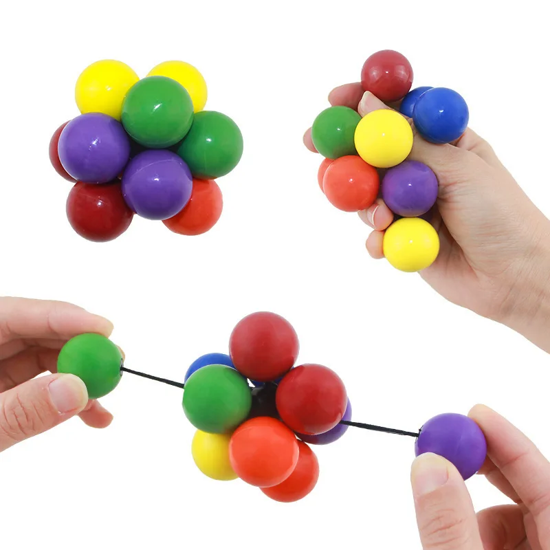 

2pcs Creative Fidget Toy Adult Kids Toy Stress Reliever Elastic Colorful Ball Decompression Ball Variety Beaded Squeeze Balls