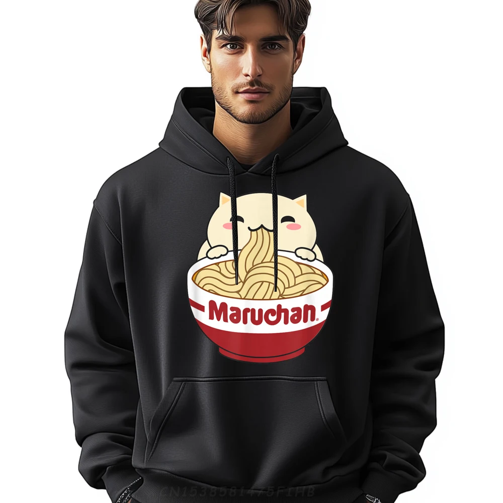 

Maruchan Instant Lunch Cute Cat Ramen Bowl Plain Hoodie Female Eco-Friendly Brand Clothing Vegan