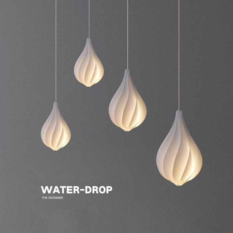 Water Droplets Pendant Light Modern LED Hanging Lamp Bedroom Bedside Study Kitchen Coffee Porch E27 Wave Chandelier