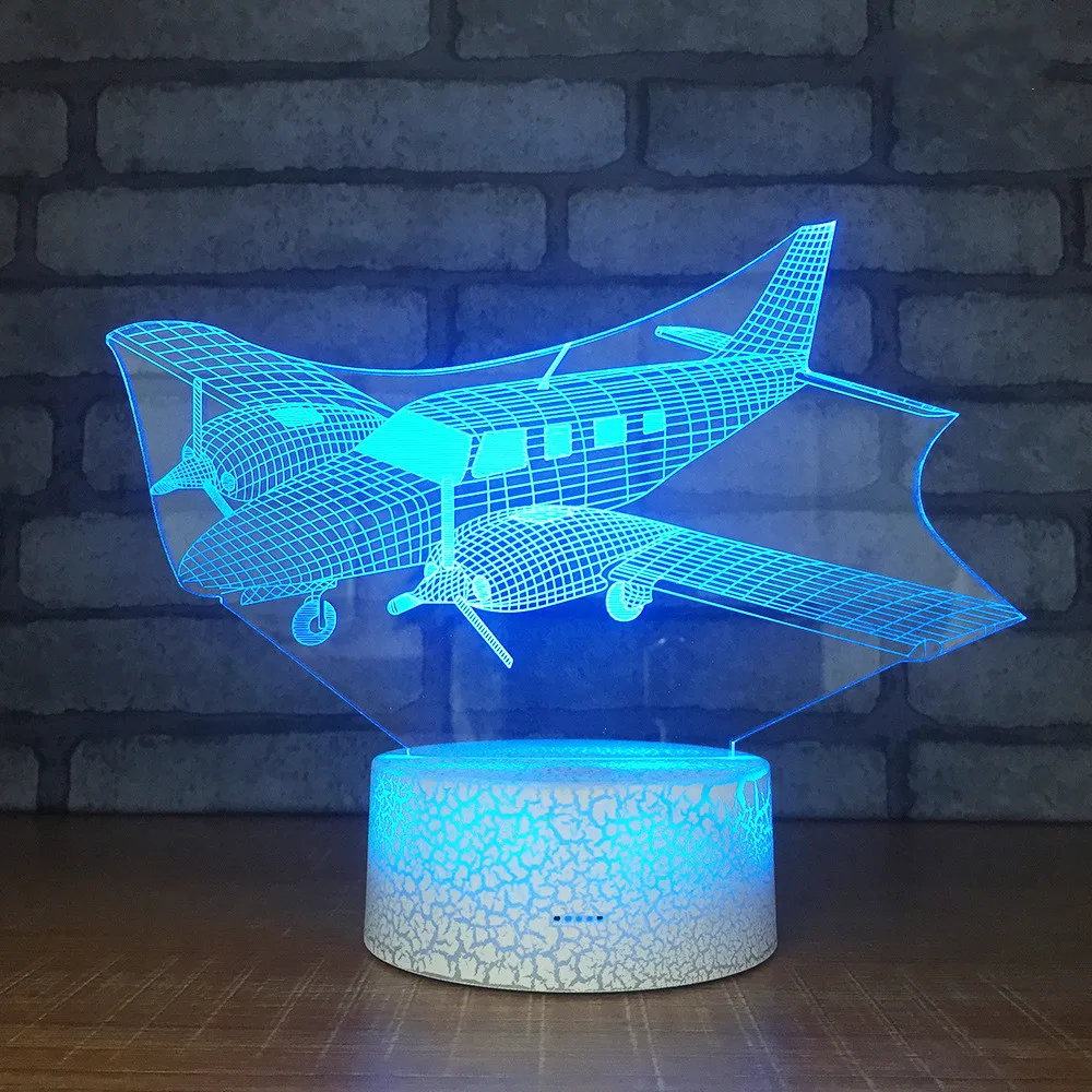 Aircraft Helicopter 3d Night Lights Colorful Touch 3d Visual Lights Creative Energy-saving Led Kids Lamp Novelty Usb Led Lamp